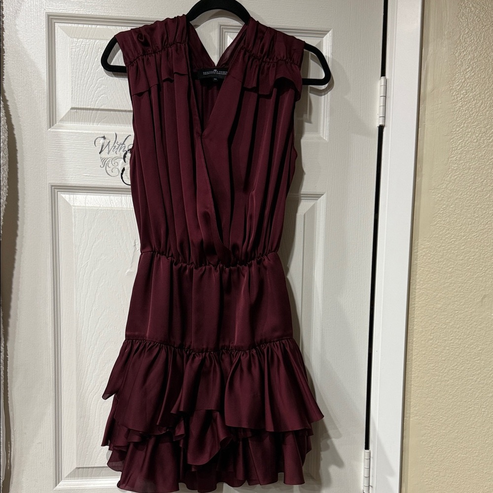 Designers  Remix Burgundy Mini Dress with Ruffles
